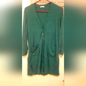 J Jill rayon silk blend ribbed extra long cardigan